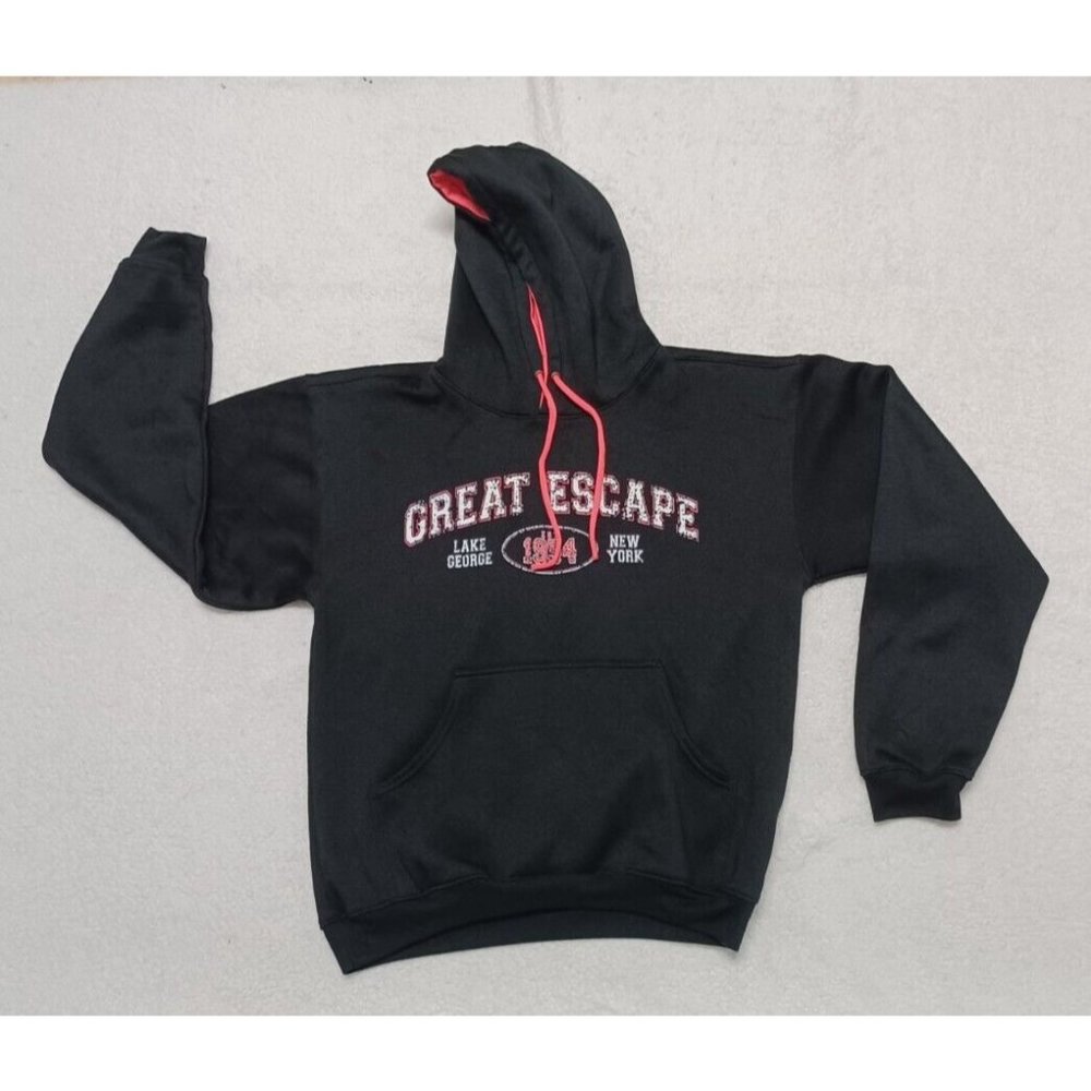 Lake George, New York Great Escape Womens Black Hoodie Sweater Sz M by Tipsy